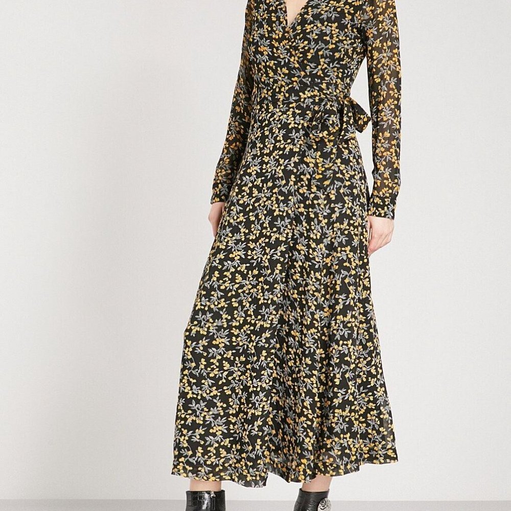 Ganni floral print wrap dress fits like xs/s